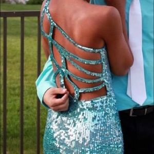 Blue sequin gown